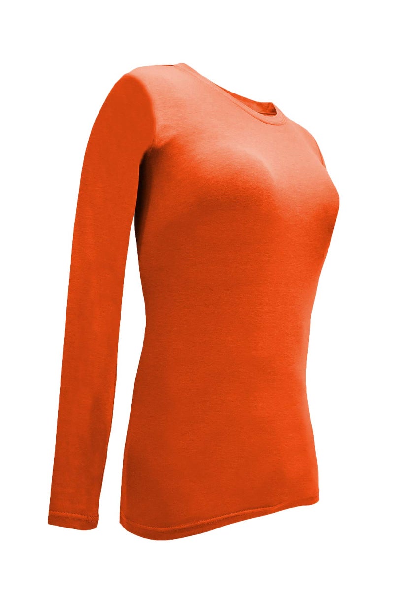 Natural Uniforms Cotton Essentials Women's Under Scrub Tee Crew Neck Long Sleeve T-Shirt (Orange, Medium) - Image 4
